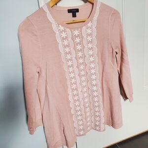 J. Crew Blush Pink Floral Embroidered Blouse